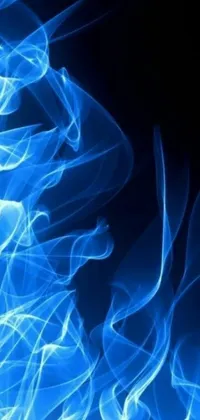 This is a captivating phone live wallpaper featuring blue smoke on a black background