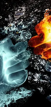 Get ready to heat up your phone screen with this mesmerizing live wallpaper! The image showcases a hand holding onto a ball of intense fire that illuminates everything around it with an orange glow