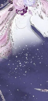 This phone live wallpaper features a detailed digital art painting of a unicorn with a crown on its head, filled with dazzling details by the artist
