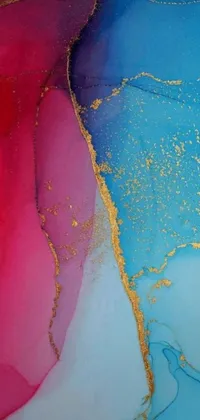 This phone live wallpaper features a stunning abstract painting with gold paint