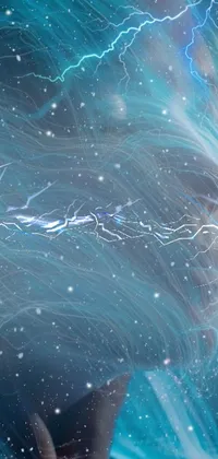 This live wallpaper features a cosmic background of electric energy wires and digital art