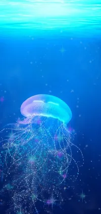 This stunning <a href="/">phone live wallpaper</a> features a mesmerizing jellyfish floating in crystal clear waters