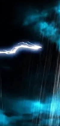 This phone live wallpaper displays a conceptual image of a potent lightning bolt surging through the sky