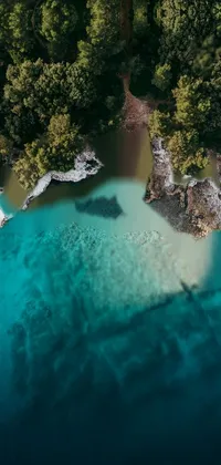 Enjoy a mesmerizing and serene live wallpaper that showcases an aerial view of a beautiful Croatian coastline cove