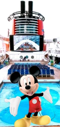 This live phone wallpaper features a digital rendering of a cruise ship pool deck