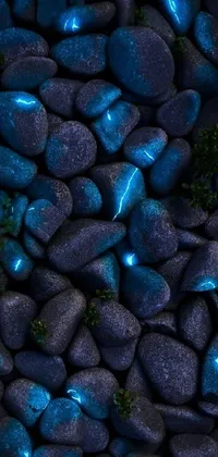 Experience the beauty of nature on your phone with this stunning Blue Rocks Live Wallpaper - a digital art creation that showcases a cluster of blue rocks in ultra-realistic detail