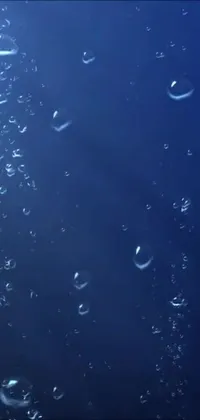 This phone live wallpaper features a calming and deep blue ocean scene with a rain aesthetic