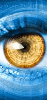 This surreal live wallpaper features a close-up shot of a human eye with a time vortex in the background