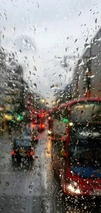 Experience the vivid atmosphere of a busy city street on a rainy day with our photorealistic live wallpaper