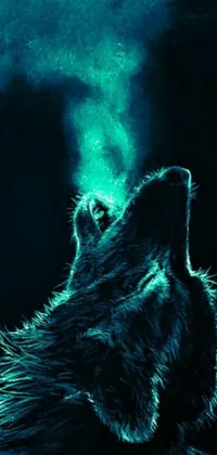 A stunning digital art wallpaper featuring a majestic wolf head with smoke emanating from it