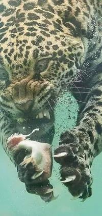 Feast your eyes on this captivating live wallpaper of a stunning leopard, expertly designed to grace your phone's screen