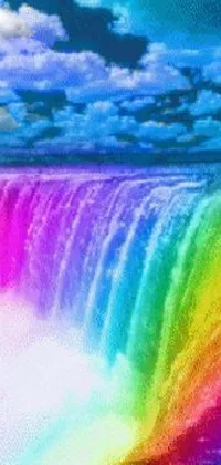 Be mesmerized by the rainbow colored waterfall set amongst a stunning blue sky on this flickr live wallpaper