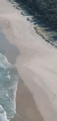 This phone live wallpaper showcases an awe-inspiring image of a South African coast - a vast expanse of stunning blue water meeting a serene sandy shore