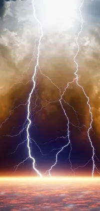 This phone live wallpaper features a striking image of lightning in the sky