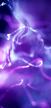 This abstract phone live wallpaper features digital art by Anna Füssli, showcasing generative art with a purple fire powers fire swirling effect