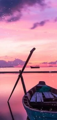 This phone live wallpaper showcases a serene boat resting on a calming body of water
