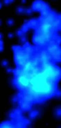 This phone live wallpaper boasts a blue object up close, set against a dark, smoky background, evocative of a microscopic photo