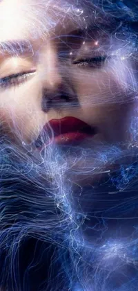 This captivating phone live wallpaper depicts a photorealistic digital art image of a woman with closed eyes