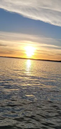 Watching a stunning sunset over a peaceful body of water has never been easier than with this breathtaking phone live wallpaper