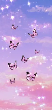 This live wallpaper is a visual delight with its beautiful butterfly imagery in the backdrop of pink and violet hues