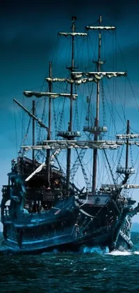 Transform your phone screen into a virtual ocean adventure with this captivating live wallpaper featuring a pirate ship