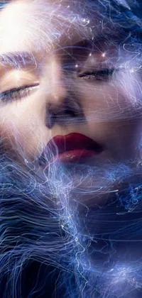 This live wallpaper features a captivating digital art close-up of a woman with closed eyes