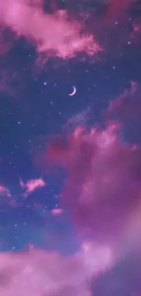 This live wallpaper features a calming night sky complete with a crescent moon and twinkling stars