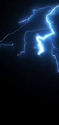 This phone live wallpaper features a stunning close-up of a lightning bolt on black background