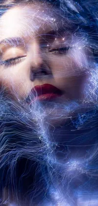 This live phone wallpaper features a close up of a woman with closed eyes
