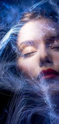 This mesmerizing live phone wallpaper showcases a captivating digital art of a Chinese woman with closed eyes