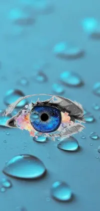 Get mesmerized every time you look at your phone with this surreal, close-up live wallpaper of a blue eye with water droplets