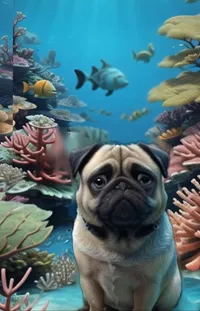 Water Dog Pug Live Wallpaper