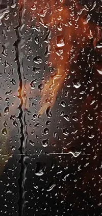 This breathtaking live wallpaper for your mobile device showcases a rainy scene with a person standing in front of a window