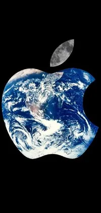 This live wallpaper for phones features a stylish apple logo set against a mesmerizing view of planet earth as viewed from space