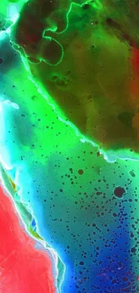 This phone live wallpaper showcases a strikingly vivid painting of a microscopic body of water