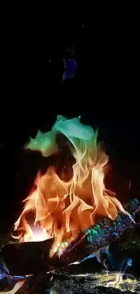 Transform your phone screen with this captivating live wallpaper featuring a mesmerizing close-up of a fire in the dark, presented as a stunning hologram