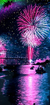 Water Fireworks Purple Live Wallpaper