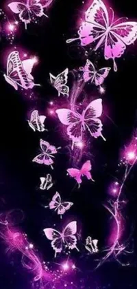Make your phone screen come alive with this vibrant live wallpaper featuring purple butterflies