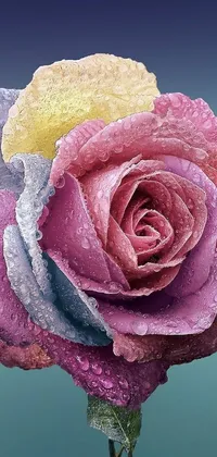This phone live wallpaper features a hyperrealistic photorealistic painting of a beautiful close-up of pastel roses with water droplets on them