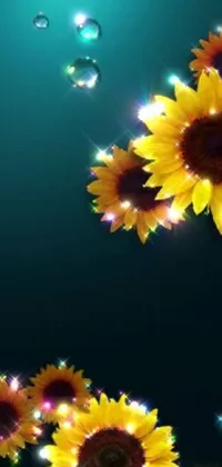 This mesmerizing live wallpaper features beautiful sunflowers floating in the air, surrounded by glittering jewels and sparkling golden lights