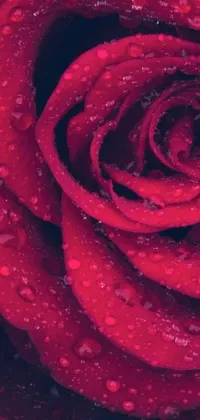 This phone live wallpaper features a stunning close up of a red rose with water droplets that adds a romantic touch to your device's screen