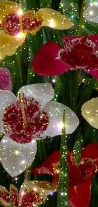 This live wallpaper for your phone features a stunning arrangement of flowers in a vase