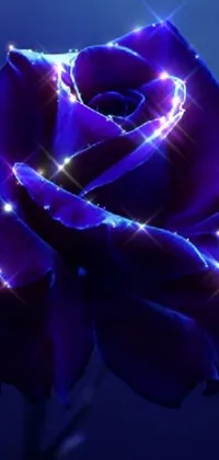 Turn your phone into a majestic oasis with this stunning live wallpaper featuring a purple rose adorned with sparkling lights