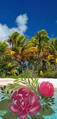 This phone live wallpaper features a stunning tropical paradise