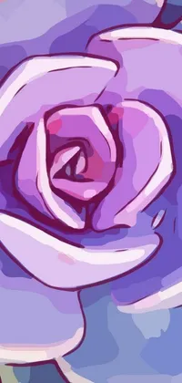 This live wallpaper features a beautiful, detailed digital painting of a purple rose set against a solid black background