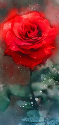 Looking for a stunning and romantic phone live wallpaper? Look no further than this close-up of a red rose with glistening water droplets