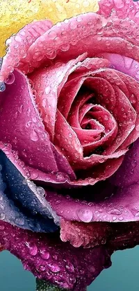 With this phone live wallpaper, you can enjoy the beauty of nature anytime, anywhere! Featuring a stunning close-up of a flower with water droplets, this photorealistic painting beautifully showcases the pink and blue hues of Romanticism