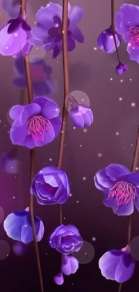 This purple flower phone live wallpaper features a stunning arrangement of delicate petals that create a captivating effect