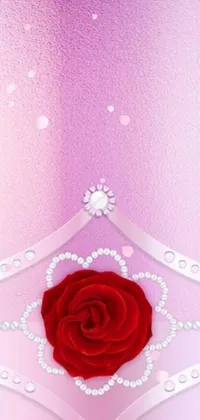 Enhance your phone's display with this beautiful live wallpaper featuring a close-up of a red rose set against a soft pink background