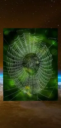 This space-themed live wallpaper features a mystical spider web against a gorgeous backdrop of a distant planet